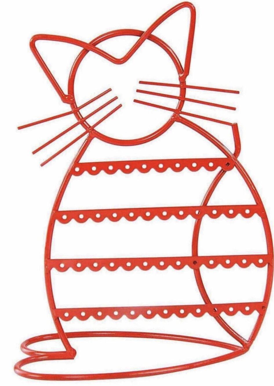 Red Metal Cat Shaped Earring Holder Jewelry Rack For 24 pairs